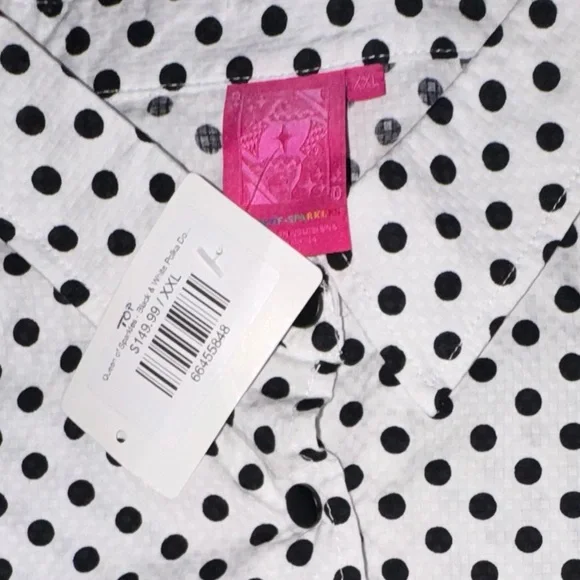 QUEEN OF SPARKLES White Polka Dot Set with Multicolor Sequined Travel Stamps. - Picture 2 of 3